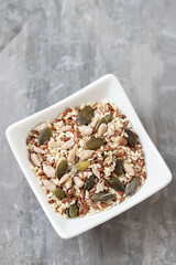 Poster - assorted seeds in the small white bowl