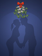 Canvas Print - kiss under the mistletoe on New Year's Eve