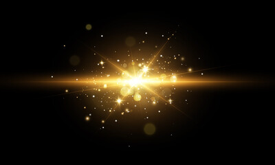 Sun burst. Shining stars. Light effect.