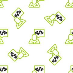 Line Web design and front end development icon isolated seamless pattern on white background. Vector.