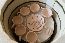 Oven With Ceramic Products Ready For Firing