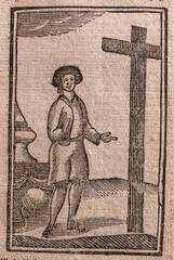 Bunyan's famous allegorical work 'Pilgrim's Progress' first printed in 1678. This edition printed around 100 years later with primitive woodcuts. 