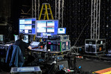 Fototapeta Londyn - Audio & Visual Backstage Equipment and Operator