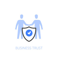 Poster - Business trust symbol with two people and safety shield. Easy to use for your website or presentation.