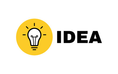 Poster - Idea label design with light bulb and rays. Logo design. Vector illustration