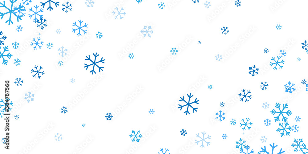 Falling blue snowflakes on white background. Christmas snow. Vector ...