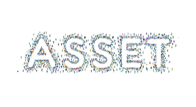 ASSET made of lots little people different age and professional background. Crowd, world, citizens, population.