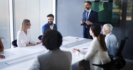 Wall Mural - Business People Having Board Meeting In Modern Office