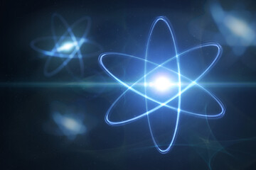 Wall Mural - model of atom and elementary particles. physics concept. 3d rendered illustration.
