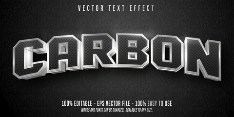 Wall Mural - Carbon text, shiny silver style, editable text effect