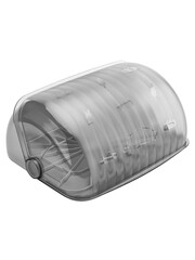 grey plastic bread box with transparent lid