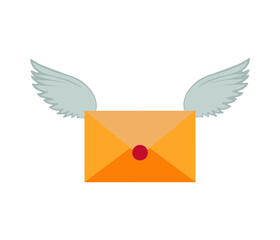 Fototapete - Open the envelope containing a document. fast communication. Flat illustration isolated on white background.
