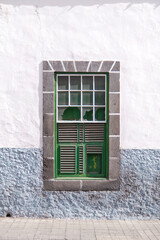 Wooden Window. Traditional Architecture In Las Palmas de Gran Canaria, Spain.