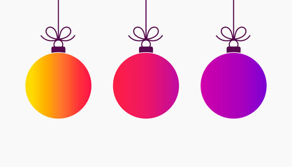 Wall Mural - christmas ornaments in vibrant gradient colors.
