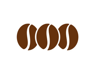 Wall Mural - three brown roasted coffee beans symbol.