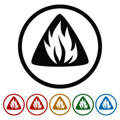 Sticker - Fire Flame Symbol ring icon, color set