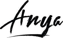 Anya-Female Name Modern Brush Calligraphy On White Background