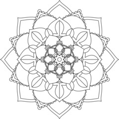 Easy Mandala coloring book simple and basic for beginners, seniors and children. Set of Mehndi flower pattern for Henna drawing and tattoo. Decoration in ethnic oriental, Indian style.