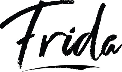 Aufkleber - Frida-Female name Modern Brush Calligraphy on White Background