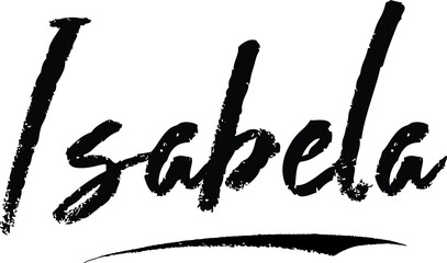 Poster - Isabela-Female name Modern Brush Calligraphy on White Background