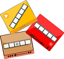 Poster - Video player in a flat style. Video player for the web. Video and audio player set isolated on white. Design Media Player. Media Player interface. Skin media player.