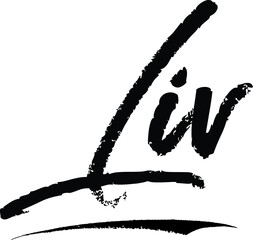 Fototapete - Liv-Female name Modern Brush Calligraphy on White Background