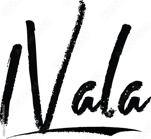 Fotomural Nala-Female name Modern Brush Calligraphy on White Background