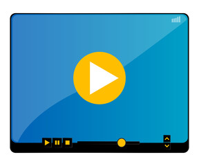 Poster - Media video player interface. Play web media player icon. Media video player isolated on white.