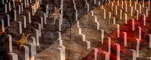 Arlington Cemetery With Faded Flag