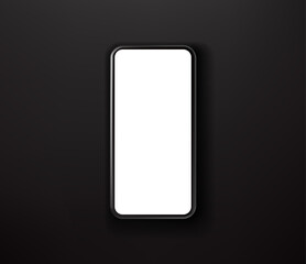 Poster - Black smartphone on black background vector mockup