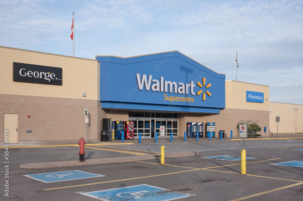 Truro, Canada - November 09, 2014: Walmart storefront. Walmart is an American corporation with chains of department and warehouse stores in more than 27 countries.