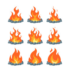 Wall Mural - simple vector flame icons in flat style