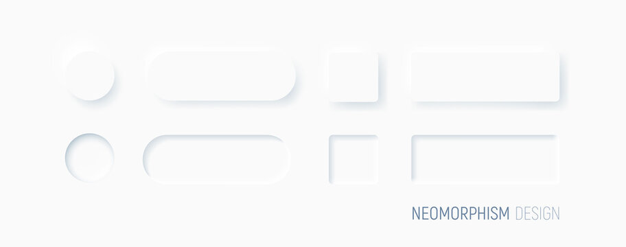 White buttons in Neomorphism design style. Vector illustration EPS 10