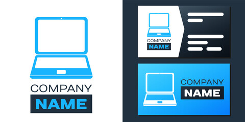 Poster - Logotype Laptop icon isolated on white background. Computer notebook with empty screen sign. Logo design template element. Vector.