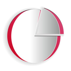 Poster - Paper cut Pie chart infographic icon isolated on white background. Presentation graph sign. Diagram chart sign. Market analytics symbol. Paper art style. Vector.