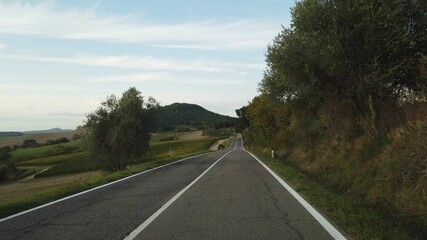 Sticker - View of the road along the famous Val d'Orcia, Tuscany, Italy.