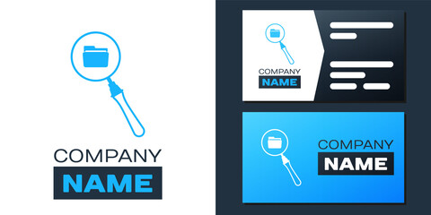 Poster - Logotype Search concept with folder icon isolated on white background. Magnifying glass and document. Data and information sign. Logo design template element. Vector.