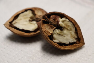 Walnut, chopped into two parts.