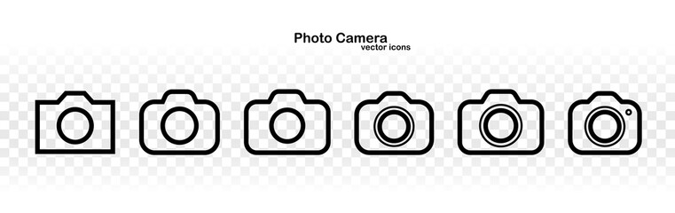 Camera icons set vector. Photo camera icons isolated. Icons for apps and websites with the ability to change the thickness of the lines. Vector illustration