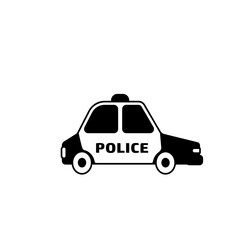 Wall Mural - Police car silhouette icon. Clipart image isolated on white background.