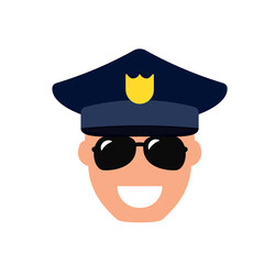 Wall Mural - Police officer with sunglasses icon. Clipart image isolated on white background.