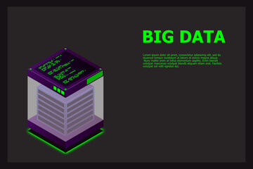 Fototapete - Isometric Digital Technology Web Banner. BIG DATA Machine Learning Algorithms. Analysis and Information. Big Data Access Storage Distribution Information Management and Analysis. Vector illustration