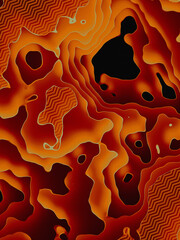 Fototapete - Digital conceptual high-altitude topographic map 3d render abstract illustration