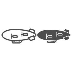 Poster - Airship line and solid icon, Air transport and flying concept, Aerostat sign on white background, Dirigible icon in outline style for mobile concept and web design. Vector graphics.