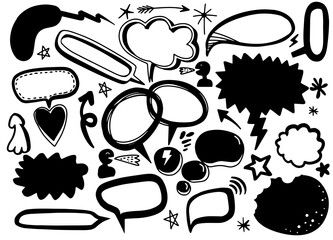 Wall Mural - Hand drawn set of different speech bubbles,Stickers of speech bubbles vector set , Retro Set of Comics Speech and Bubbles Cartoon Vector, Each on a separate layer.