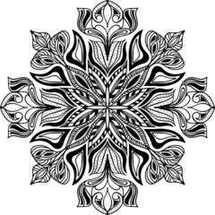 Poster - Circular pattern in form of mandala for Henna, Mehndi, tattoo, decoration. Decorative ornament in ethnic oriental style. Coloring book page.