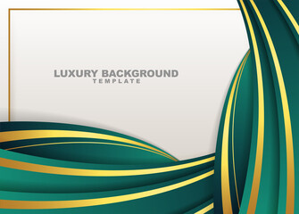 luxury green and gold wave style creative background