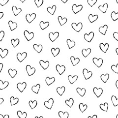 Wall Mural - Abstract hand drawn hearts seamless pattern. Cute hearts vector illustration background. Pattern design illustration for print, web, home decor, fashion, surface, graphic design