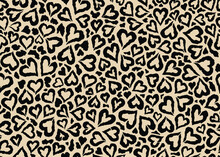 Leopard Skin Pattern Design. Abstract Love Shape Leopard Print Vector Illustration Background. Wildlife Fur Skin Design Illustration For Print, Web, Home Decor, Fashion, Surface, Graphic Design 