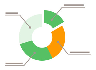Fototapete - Colorful diagram icon with segments isolated on white background. Green and orange sectors on analytics chart. Information for business reports, appointments. Vector illustration in flat style